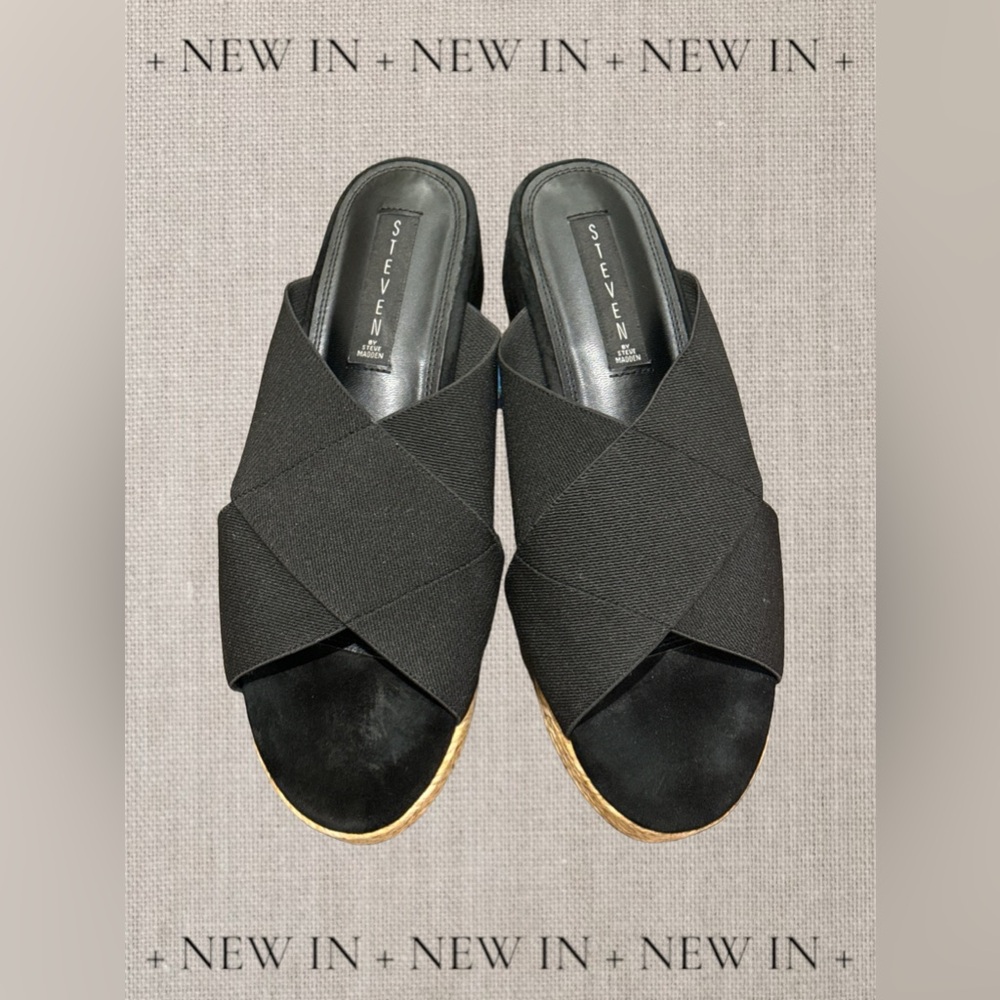 Steven by Steve Madden‎ Kaycee Black Fabric Espadrille Sandals Size 9.5